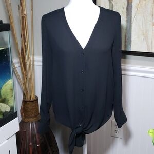 POPSUGAR Button Down Blouse Black Size S